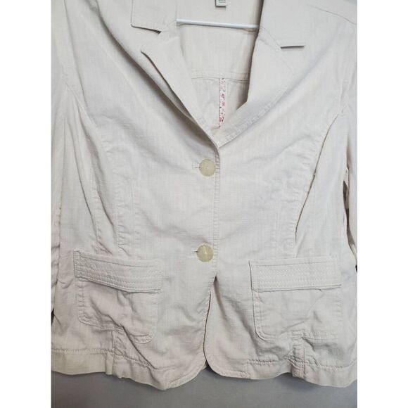J. Jill Petite 100% Cotton Cream Lightweight Summer Blazer Coastal Neutral - Picture 2 of 9